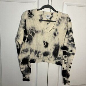 John + Jenn Sweater Womens Small Cropped Tie Dye V-neck Pullover Oversized